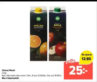 Coop Extra Coop juice erbjuda