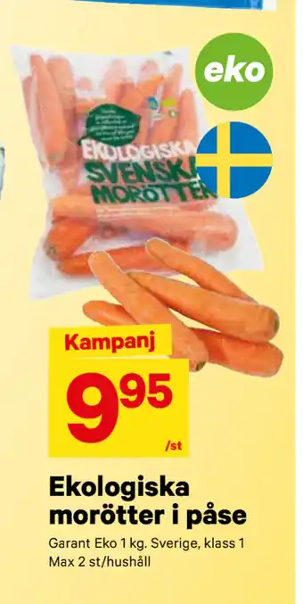 City Gross Ekologiska morötter i påse erbjuda