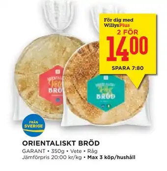 Willys Hemma ORIENTALISKT BRÖD erbjuda