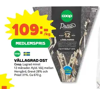 Coop Konsum VÄLLAGRAD OST erbjuda