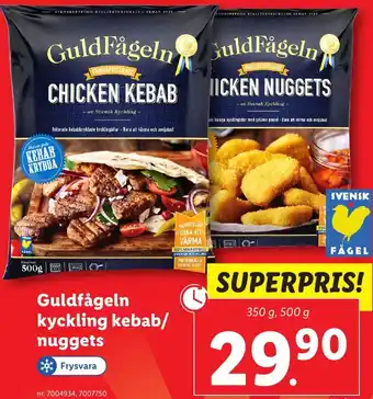 Lidl Guldfågeln kyckling kebab/ nuggets erbjuda