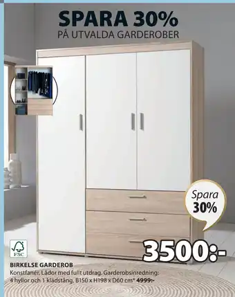 JYSK BIRKELSE GARDEROB erbjuda