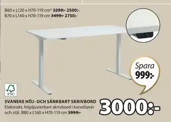 JYSK SVANEKE HÖJ- OCH SÄNKBART SKRIVBORD erbjuda