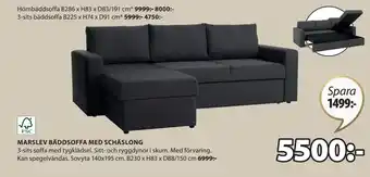 JYSK MARSLEV BÄDDSOFFA MED SCHÄSLONG erbjuda