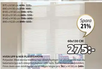 JYSK HVEN UPP & NER PLISSÉGARDIN erbjuda