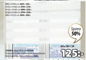 JYSK FEMRIS DUO RULLGARDIN erbjuda