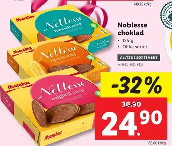 Lidl Noblesse choklad erbjuda