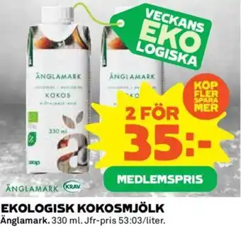 Coop Daglivs EKOLOGISK KOKOSMJÖLK erbjuda