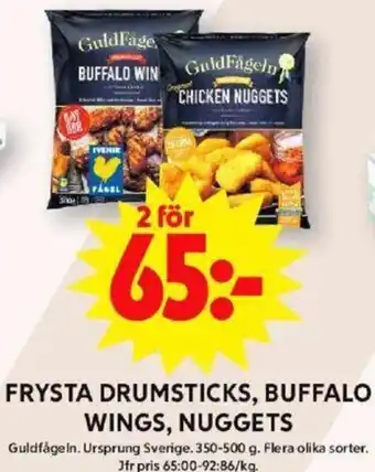 ICA Maxi FRYSTA DRUMSTICKS, BUFFALO WINGS, NUGGETS erbjuda