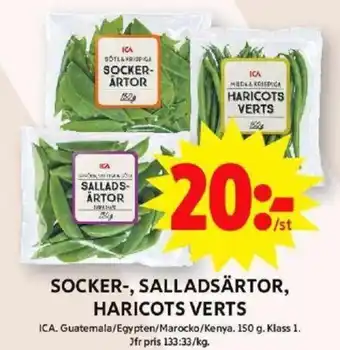 ICA Maxi SOCKER-, SALLADSÄRTOR, HARICOTS VERTS erbjuda