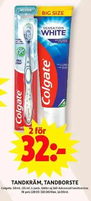 ICA Maxi TANDKRÄM, TANDBORSTE erbjuda