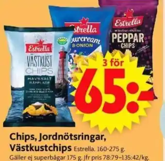 ICA Supermarket Chips, Jordnötsringar, Västkustchips erbjuda