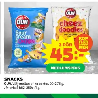 Coop Olw chips sourcream & onion erbjuda