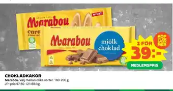 Coop Marabou chokladkaka caramello erbjuda