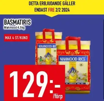 Matdax Mahmood rice basmatiris erbjuda
