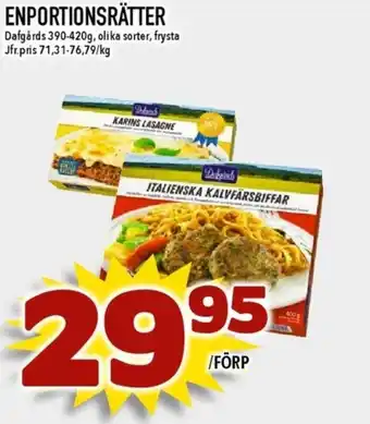 Matdax Dafgårds färdigrätter erbjuda