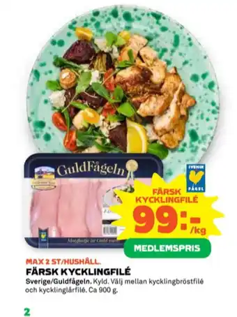Stora Coop Guldfågeln kycklingbröstfilé erbjuda