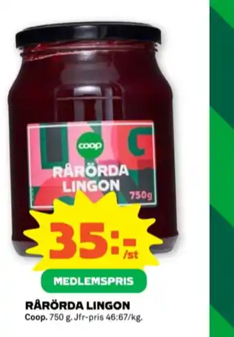 Stora Coop Coop rårörda lingon erbjuda