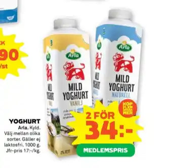 Stora Coop Arla yoghurt erbjuda