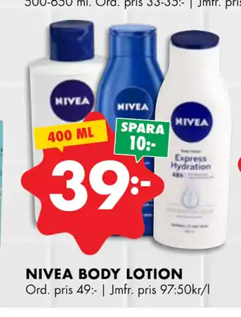 ÖoB NIVEA BODY LOTION erbjuda
