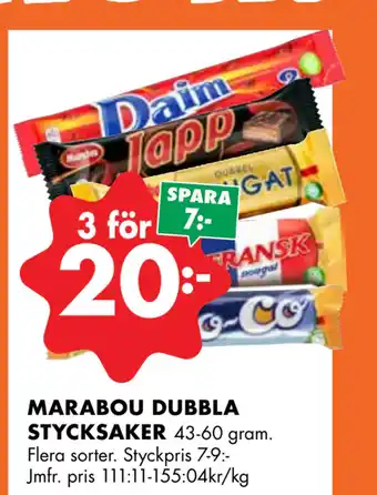 ÖoB MARABOU DUBBLA STYCKSAKER erbjuda