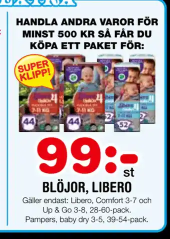 Nya Pulsen BLÖJOR, LIBERO erbjuda