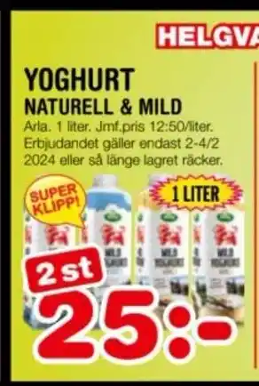 Nya Pulsen YOGHURT NATURELL & MILD erbjuda