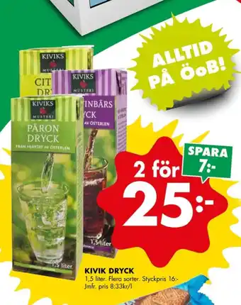 ÖoB Kivik fruktdryck erbjuda