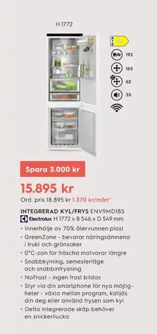 Electrolux Home Electrolux kyl- & frysskåp erbjuda