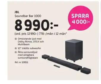 Elon Jbl soundbar erbjuda