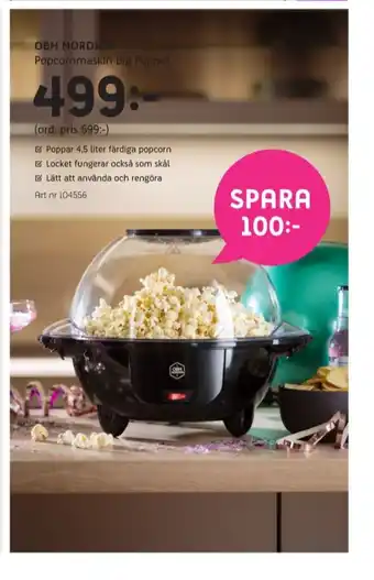 Elon Obh nordica popcornmaskin erbjuda