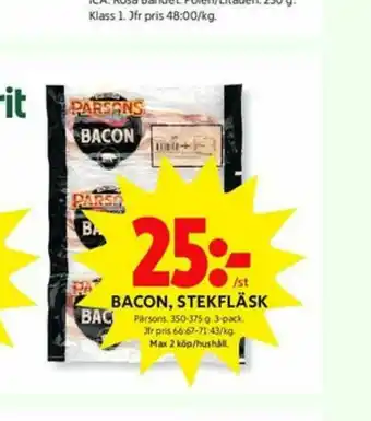 ICA Kvantum Pärsons Baconskivor erbjuda