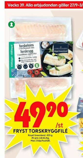 ICA Maxi Royal Greenland Torskfilé erbjuda