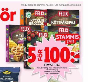 ICA Maxi Felix Matpajer erbjuda