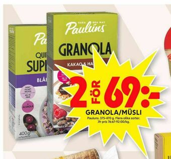 ICA Maxi Paulùns Müsli erbjuda