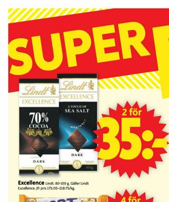 ICA Supermarket Lindt Excellence Chokladkaka erbjuda