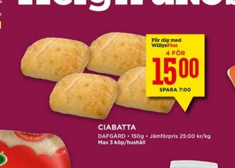 Willys Dafgårds Butiksbakat matbröd erbjuda