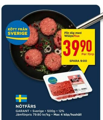 Willys Hemma Garant Nötfärs erbjuda