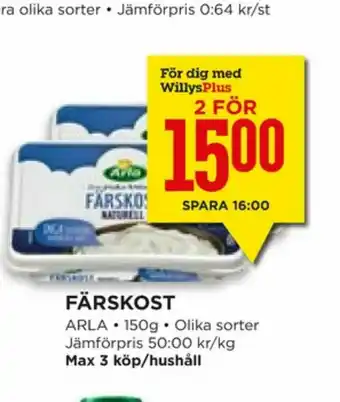 Willys Hemma Arla Färskost erbjuda