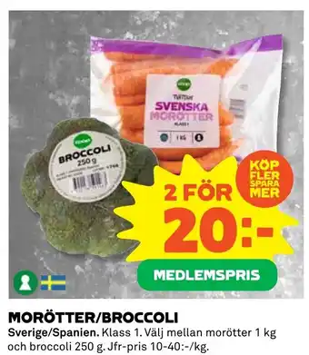 Coop MORÖTTER/BROCCOLI erbjuda