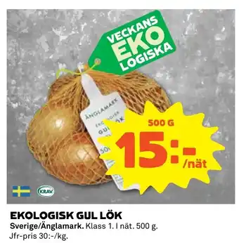 Coop EKOLOGISK GUL LÖK erbjuda