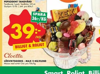ÖoB Lösviktsgodis - max 2 kg/kund erbjuda