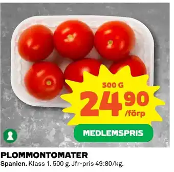 Coop PLOMMONTOMATER erbjuda