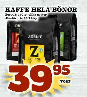 Din Mat Kaffe hela bönor erbjuda