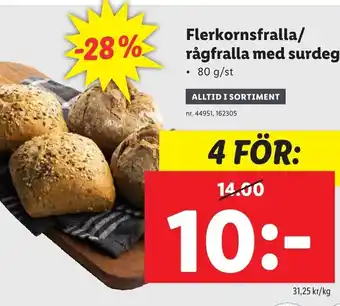 Flerkornsfralla/ Rågfralla Med Surdeg 80 g/st