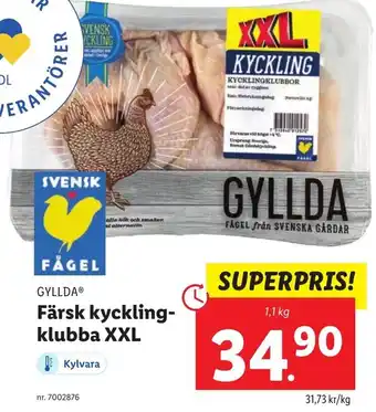 Lidl Gyllda Färsk Kyckling Klubba XXL 1.1 kg erbjuda