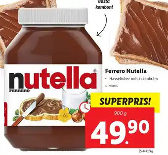 Lidl Nutella Ferrero 900 g erbjuda