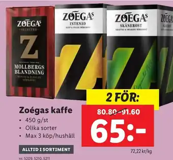 Lidl Zoégas Kaffe 450 g/st erbjuda
