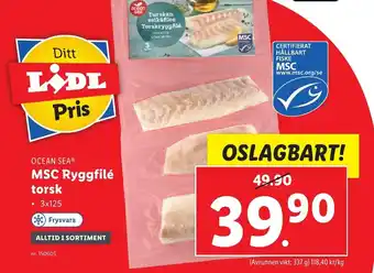 Lidl Ocean Sea MSC Ryggfilé Torsk erbjuda