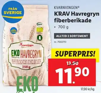 Lidl Kvarnvingen Krav Havregryn Fiberberikade 700 g erbjuda